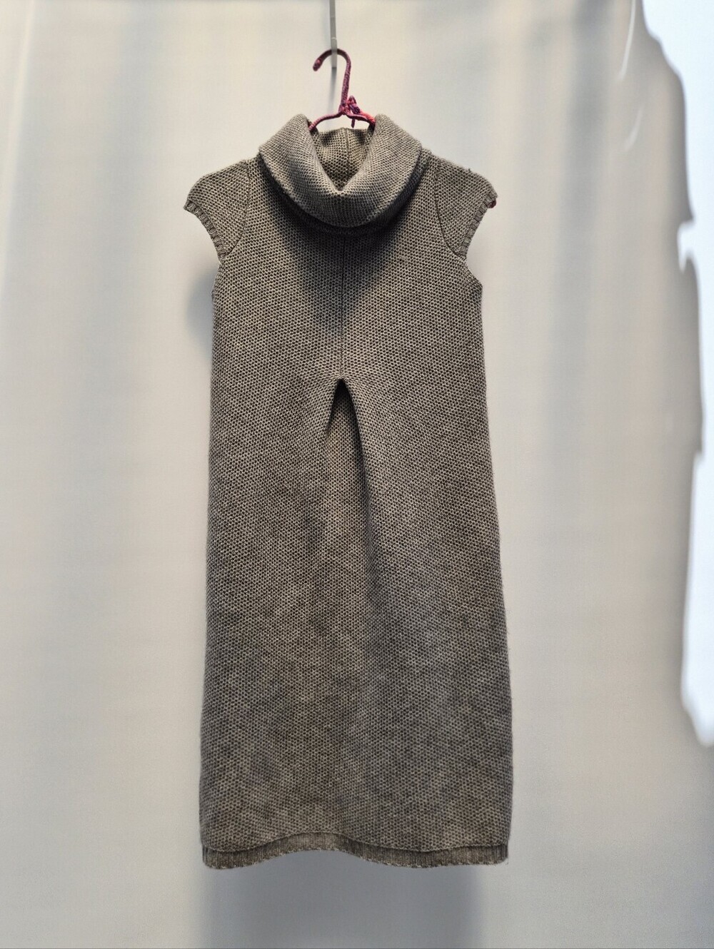 Alpha Massimo Rebecchi 90s Minimalist Sleeveless Pleated Knit Dress Gray Wool